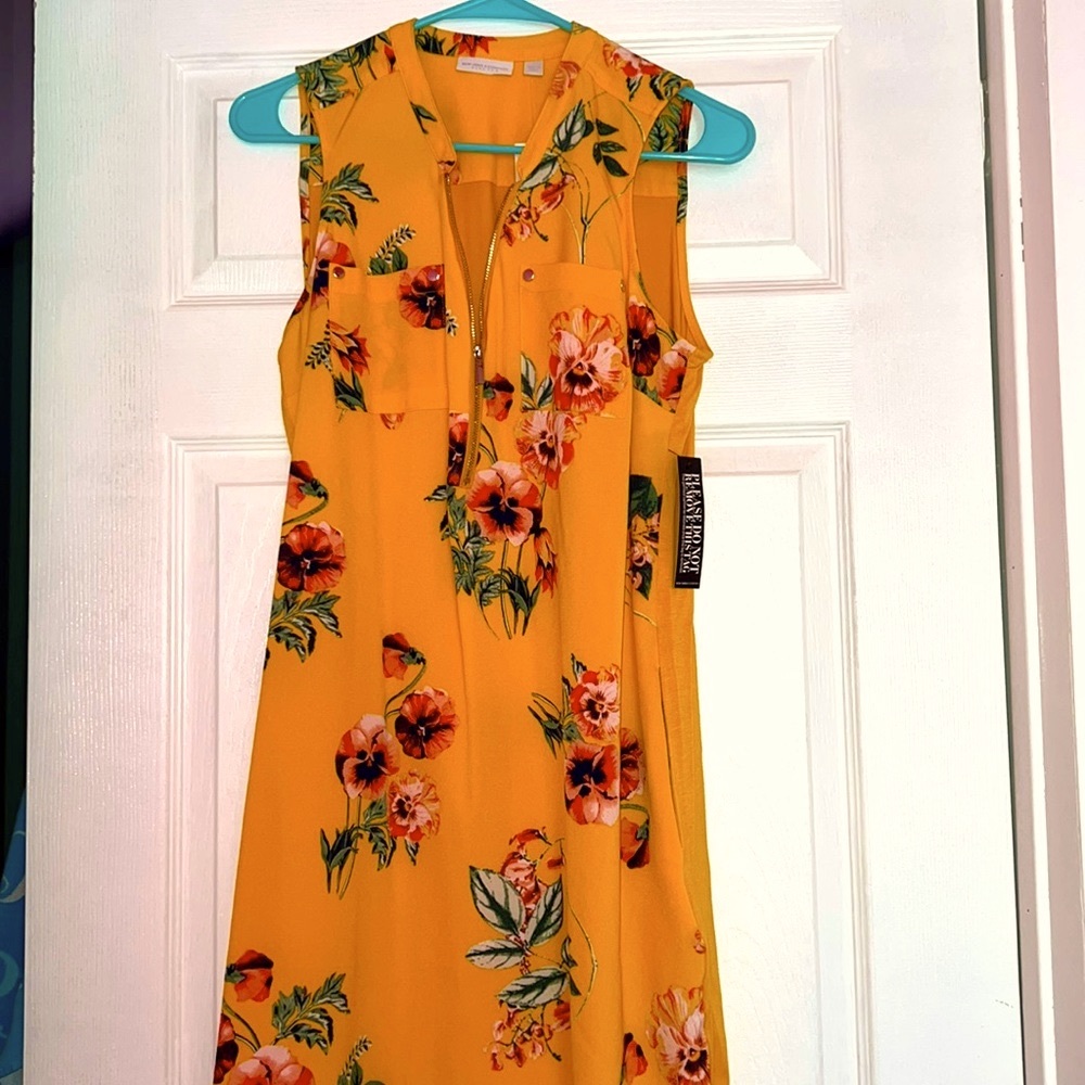 New York & Company Tropical Sleeveless Knee High Tunic Size S